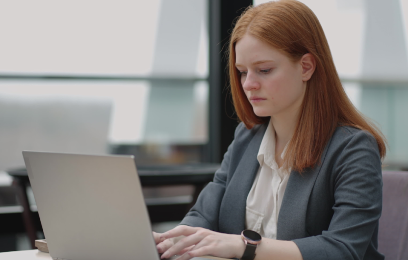 Woman working at her laptop